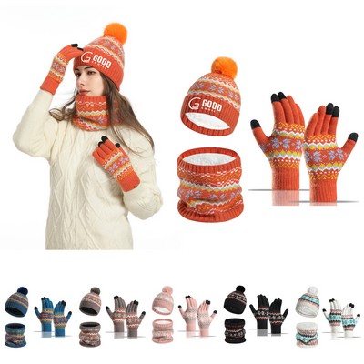 Winter Beanie/Scarf/Gloves Set