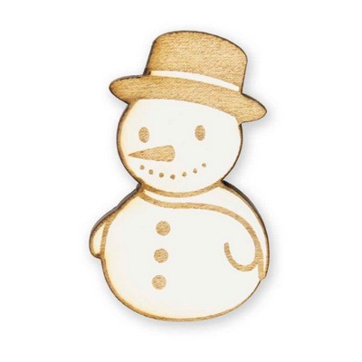 White Snowman Wood Pin