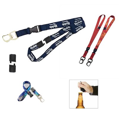 2-in-1 Safety Breakaway Buckle Release Lanyard w/Metal Bottle Opener