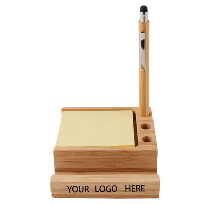 Multifunctional Bamboo Base With Sticky Notes Holder