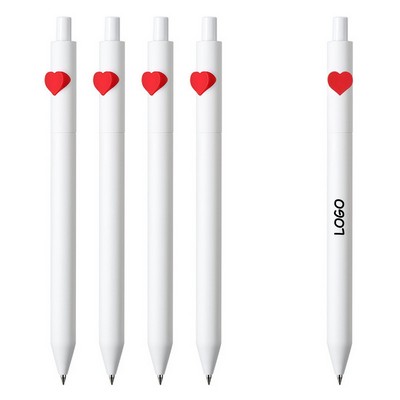 Elegant White Click Pen With Red Heart