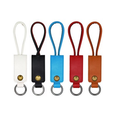 PU leather Charging Cable with Keychain