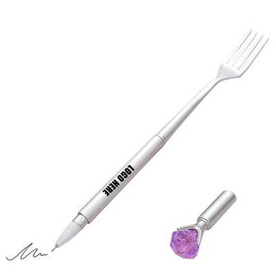 Fork Shaped Pen With Diamond Cap