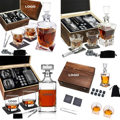 Whiskey Decanter Set With Wooden Crate