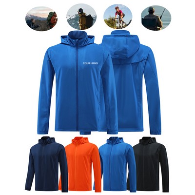 Full Zip Up Hoodies Mens Soccer Sportswear Quick Drying Jacket