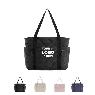 Travel Puffer Quilted Tote Bag