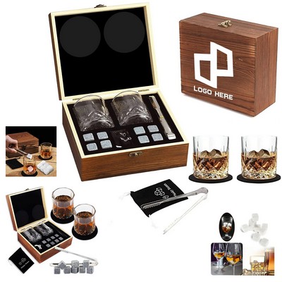 Whiskey Glass With Ice Cubes Gift Set