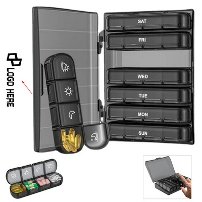 Portable 28-Compartment Plastic Pillbox