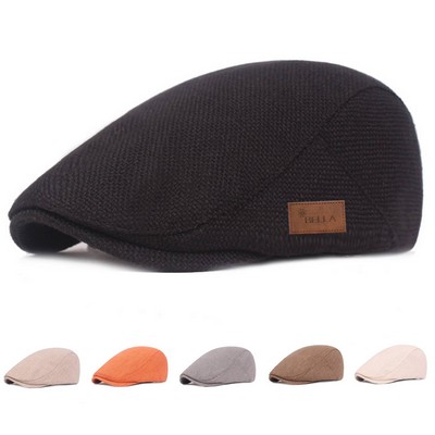 Men's Linen Newsboy Flat Cap