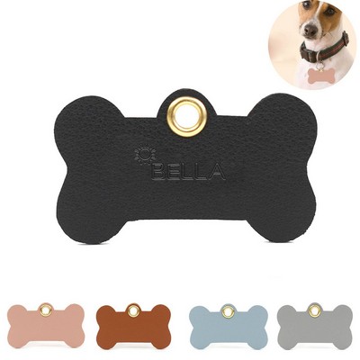 PU Leather pet identification name tag