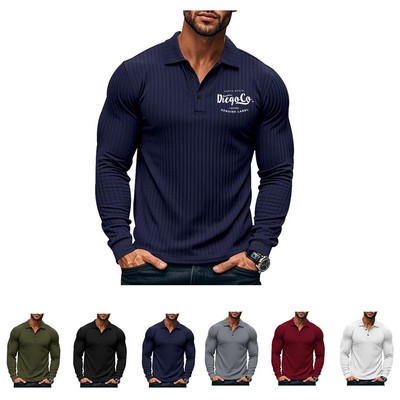 Long Sleeve Knit Polo Shirt