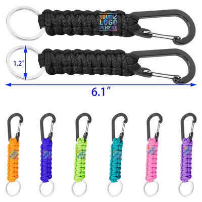 Keychain Aluminum Clip D Ring Small Carabiner Clip with Paracord Keychain