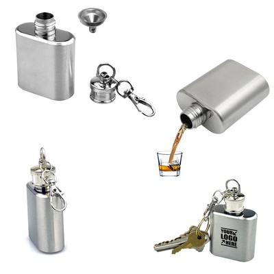 1 Oz Stainless Flask With Key Chain