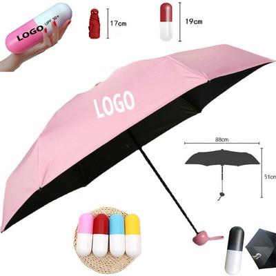 Mini Umbrella With Cute Capsule Case