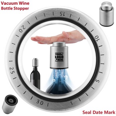 Durable Metal Vacuum Wine Bottle Stopper with Date Mark