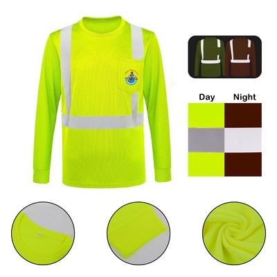 Class 2 4 Oz. Long Sleeve Safety Shirt with Pocket