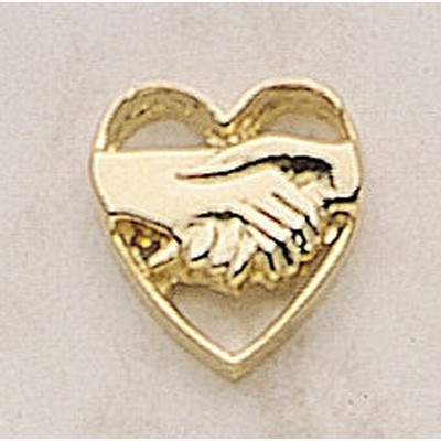 Handshake in Heart Marken Design Cast Lapel Pin (Up to 5/8")