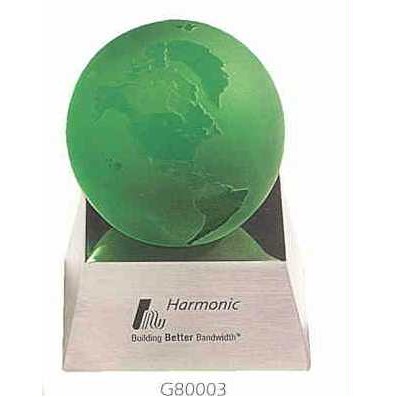 3" Green Crystal World Globe Award