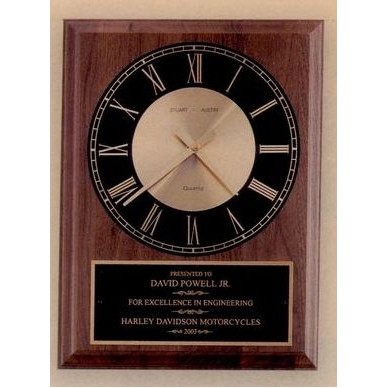 American Walnut Quartz Clock w/ Round Black Face (8"x10")