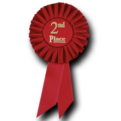 2 Streamer 2nd Place Rosette Ribbon w/Satin Button