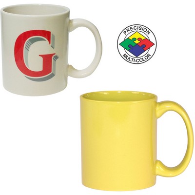 11 Oz. Vitrified C-Handle Yellow Mug - Screen Printed