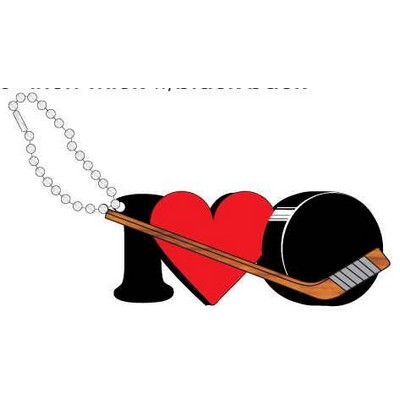 I Love Hockey Promotional Key Chain w/ Black Back (3 Square Inch)