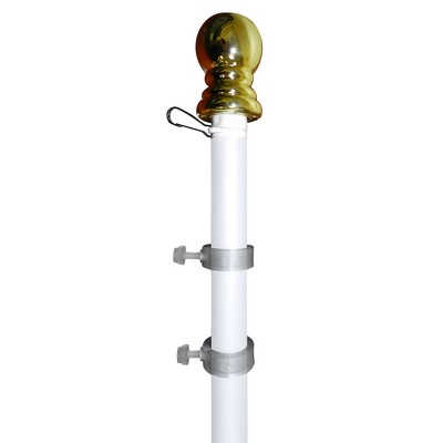 6' White Aluminum Spinner Pole - Ball Top