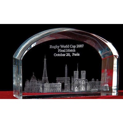 3-D Crystal Paris Skyline in Grand Arch Award w/Customization