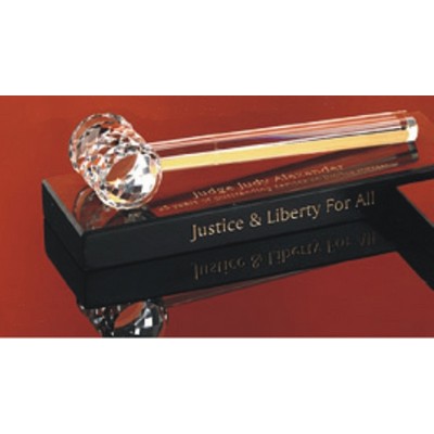 Optical Crystal Gavel Award w/Marble Base (12"x4")