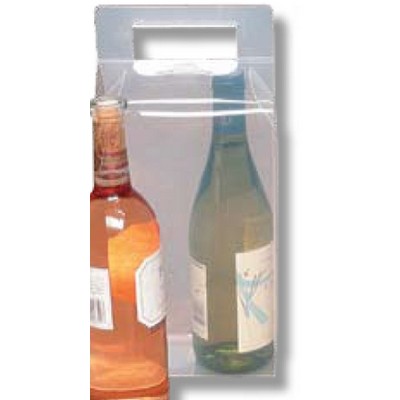 Double Wine Bottle Box w/ Integrated Handle (12"x6"x3")