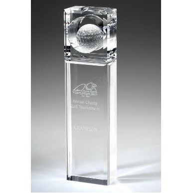 Medium Optical Crystal Absolute Golf Trophy