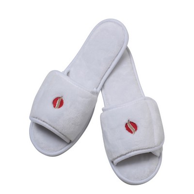 Microfleece Slippers, Open Toe w/Velcro Closure (Embroidered)