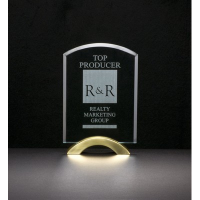 Arch Series Glass Awards w/ Gold Metal Base (5"x 7 3/4")