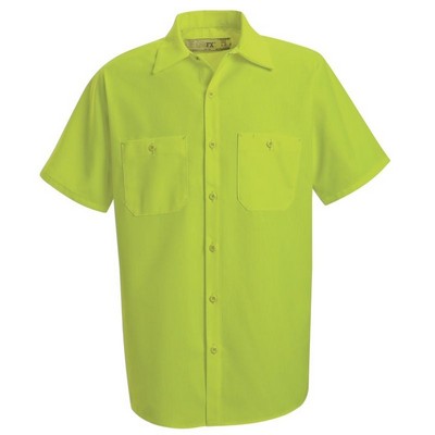 Red Kap® Fluorescent Yellow Enhanced Visibility Short Sleeve Work Shirt