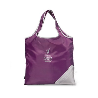 Latitudes Foldaway Shopper - Plum-Silver