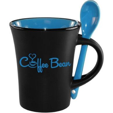 9 Oz. Hilo Spoon Mug Black Out/Sky Blue In