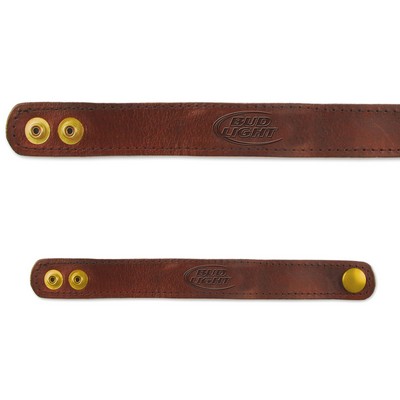 Stock Leather Bracelet with Embossed Logo (2 Snaps)