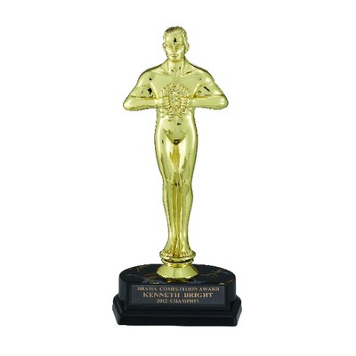 9½" Black & Gold Trophy w/8½" Achievement Figure