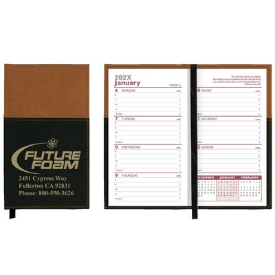 Mystic Series Soft Cover 2 Tone Vinyl Weekly Planner w/ Map / 2 Color