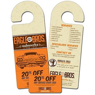 Plastic Door Hanger - 4x10.5 Round Handle with Tear-Off Portion on bottom- UV-Coated - 10 pt.