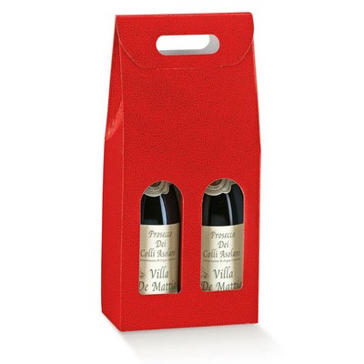 3 Bottle Red Pebble Embossed Italian Wine Carrier