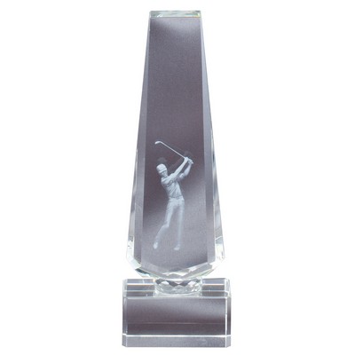 Golf Ball Crystal Award w/ Laser Image (2.5" x 7")