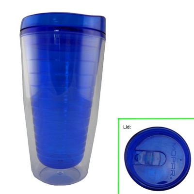 450 Ml Double Wall Plastic Tumbler w/ Thumb Slide Lid