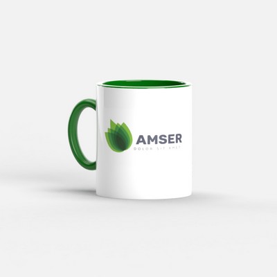 11 Oz. Full Color Two Tone Mug (Green Handle & Interior)