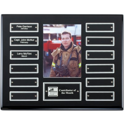 Ebony Perpetual Award Plaque w/ Photo - 12 Nameplates