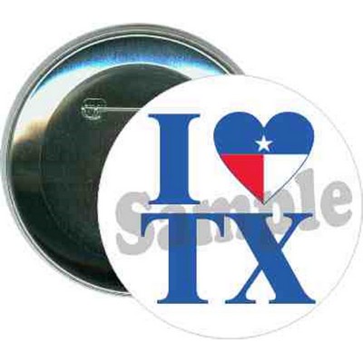 States - I Love TX - 3 Inch Round Button