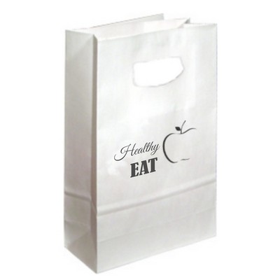 Gloss White Die Cut Handle Paper Bag - 1C1S (8" x 4" x 13 5/8")