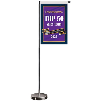 11-19.7" Metal Telescopic Flagpole with One Double Sided Banner