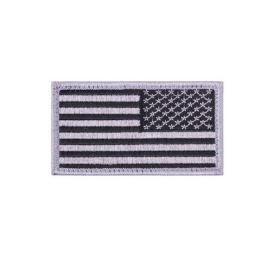 Silver/Black Reverse U.S. Flag Patch w/Hook Back