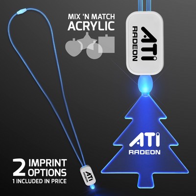 Blue LED Cool Lanyard with Acrylic Tree Pendant - Domestic Imprint